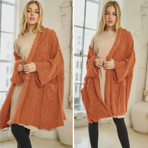 DAVI & DANI Sweaters - Cozy Orange Textured Cardigan Plus Size 🎯 #119